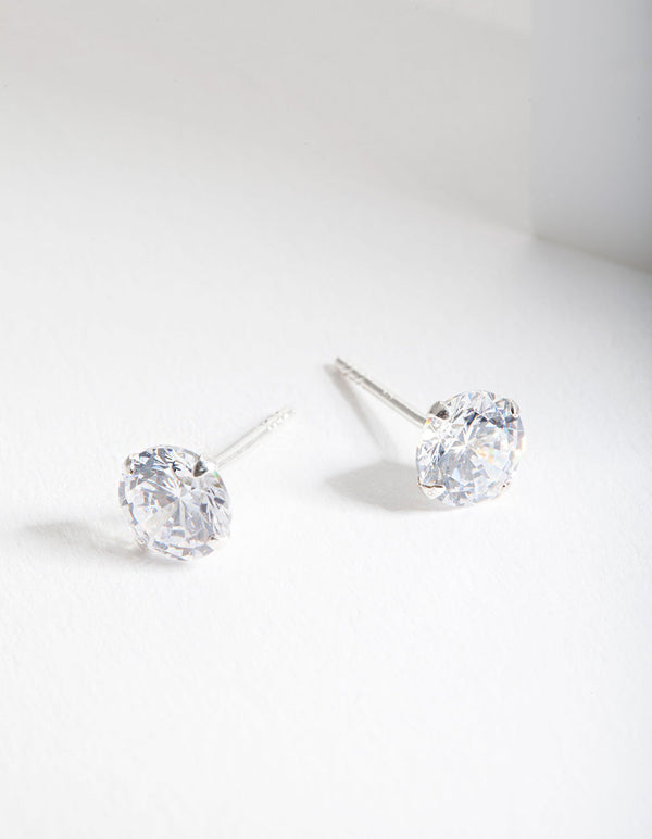 Sterling Silver 1 Carat Cubic Zirconia Stud Earrings