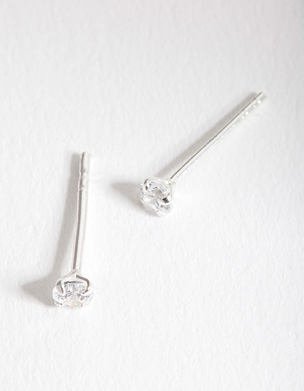 Sterling Silver Baby Carat Cubic Zirconia Stud Earrings