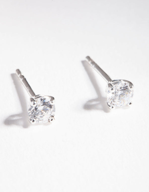 Sterling Silver Cubic Zirconia 1/4 Carat Stud Earrings
