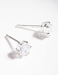 Sterling Silver Cubic Zirconia 6 Claw Stud Earrings - link has visual effect only