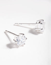 Sterling Silver Cubic Zirconia 6 Claw Stud Earrings - link has visual effect only