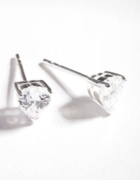 Sterling Silver Cubic Zirconia Heart Stud Earrings - link has visual effect only