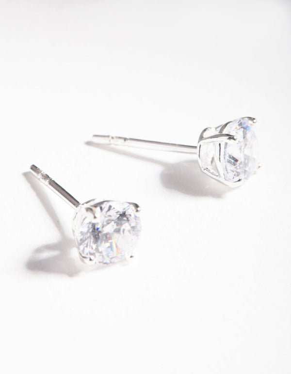 Sterling Silver Cubic Zirconia 1 Carat Stud Earrings