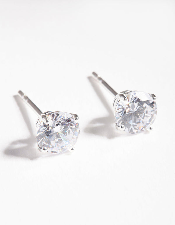 Sterling Silver Cubic Zirconia 1 Carat Stud Earrings