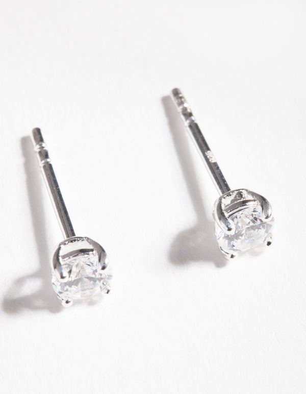 Sterling Silver Cubic Zirconia 1/2 Carat Stud Earrings