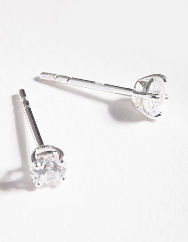 Sterling Silver Cubic Zirconia 1/2 Carat Stud Earrings