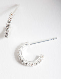 Sterling Silver Cubic Zirconia Mini Huggie Earrings - link has visual effect only