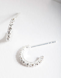 Sterling Silver Cubic Zirconia Mini Huggie Earrings - link has visual effect only
