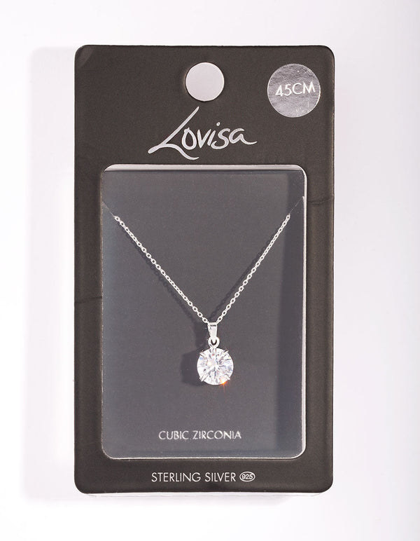 2 Carat Cubic Zirconia Sterling Silver Pendant Necklace