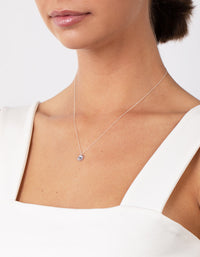 Sterling Silver Cubic Zirconia 1 Carat Stone Necklace - link has visual effect only