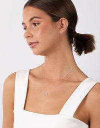 Sterling Silver Cubic Zirconia 1 Carat Stone Necklace - link has visual effect only