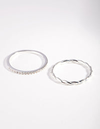 Sterling Silver Cubic Zirconia Twisted Ring 2 Pack - link has visual effect only