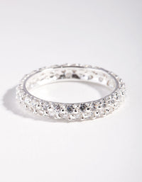 Sterling Silver Statement Cubic Zirconia Band Ring - link has visual effect only
