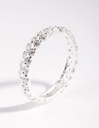 Sterling Silver Statement Cubic Zirconia Band Ring - link has visual effect only