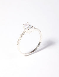 Oval 1/2 Carat Cubic Zirconia Sterling Silver Ring - link has visual effect only
