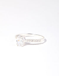 Oval 1/2 Carat Cubic Zirconia Sterling Silver Ring - link has visual effect only