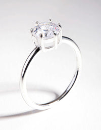 Sterling Silver Cubic Zirconia 6 Claw Ring - link has visual effect only