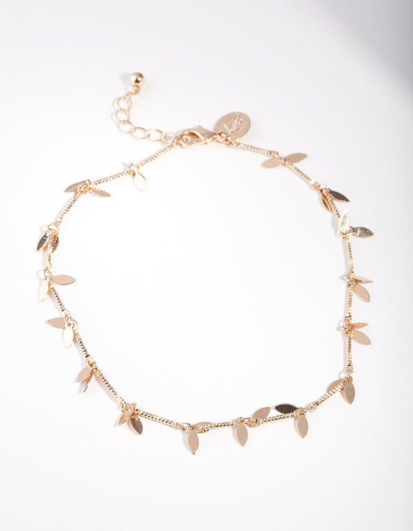 Gold Multi LeaF Anklet