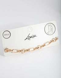 Gold Multi Shape Link Anklet - link has visual effect only