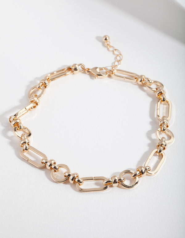 Gold Multi Shape Link Anklet