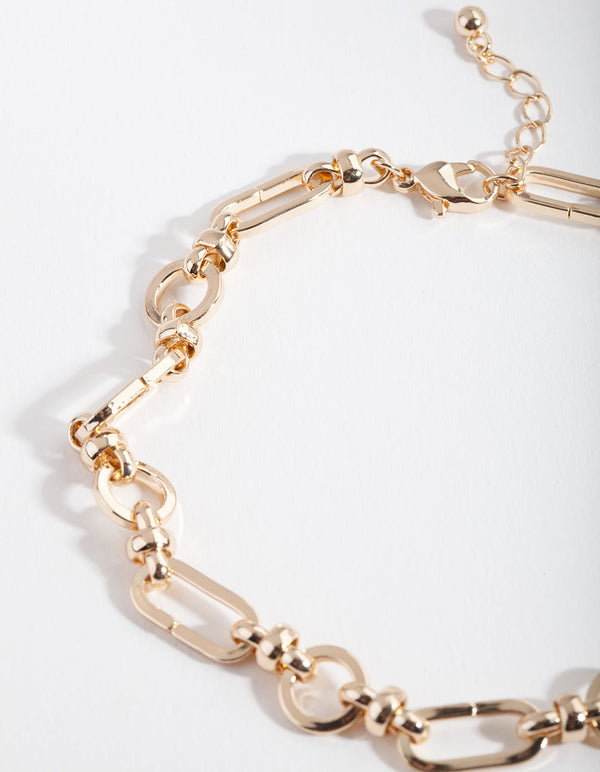 Gold Multi Shape Link Anklet