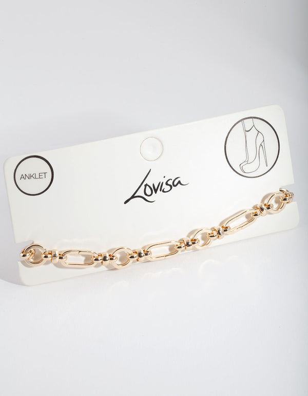 Gold Multi Shape Link Anklet