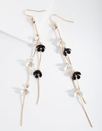 Black and White Flower Drop Earrings - link has visual effect only