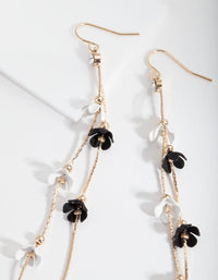 Black and White Flower Drop Earrings - link has visual effect only