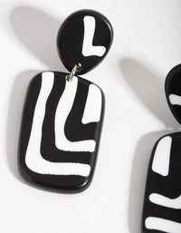 Black and White Square Zebra Print Drop Earrings - link has visual effect only