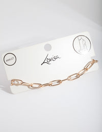 Gold Rectangle Link Anklet - link has visual effect only