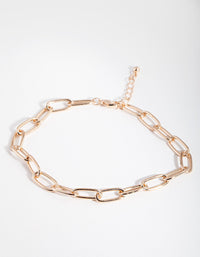 Gold Rectangle Link Anklet - link has visual effect only