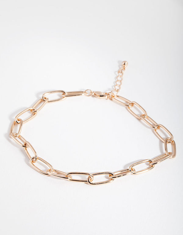 Gold Rectangle Link Anklet