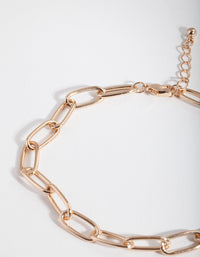 Gold Rectangle Link Anklet - link has visual effect only
