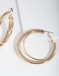 Gold Thick and Thin Hoop Earrings - link has visual effect only