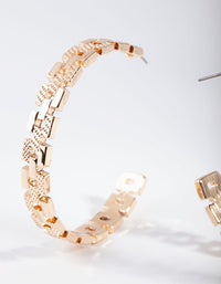 Gold Chain Link Hoop Earrings - link has visual effect only