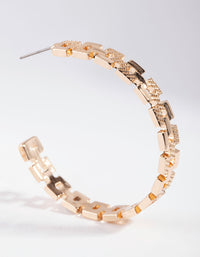 Gold Chain Link Hoop Earrings - link has visual effect only