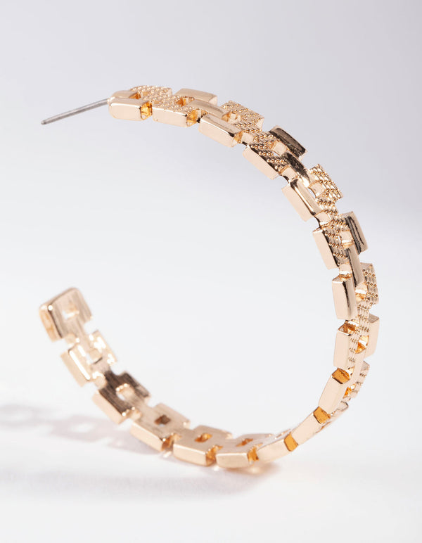 Gold Chain Link Hoop Earrings