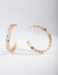 Gold Chain Link Hoop Earrings - link has visual effect only