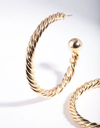 Gold Twist Hoop Ball Earrings - link has visual effect only