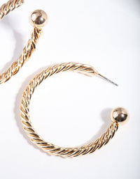 Gold Twist Hoop Ball Earrings - link has visual effect only