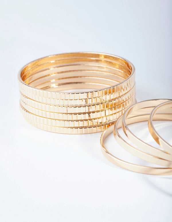 Gold Plain & Pattern Ring Pack