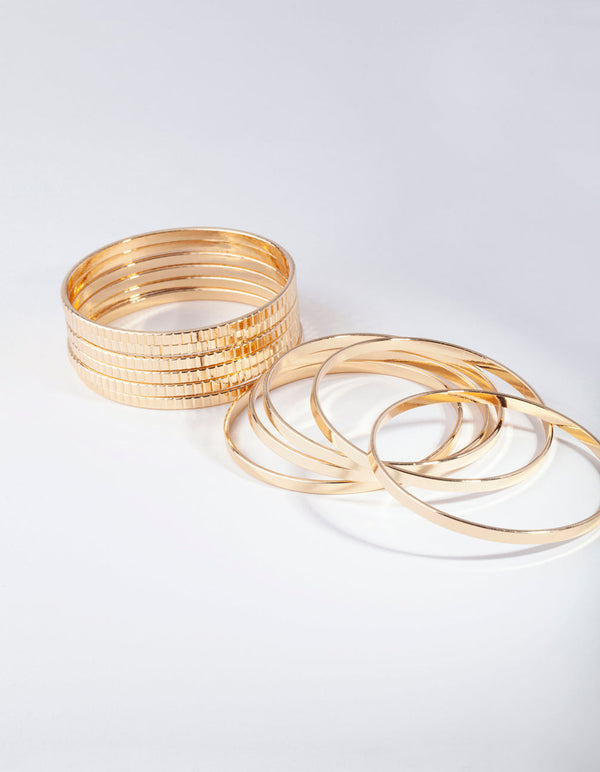 Gold Plain & Pattern Ring Pack