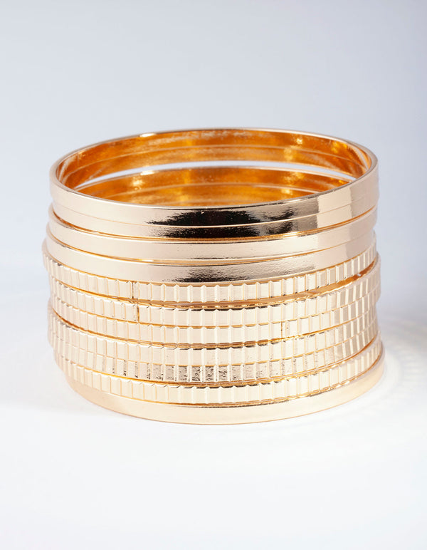 Gold Plain & Pattern Ring Pack