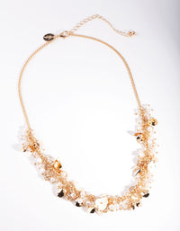 Gold Pearl Flower Cluster Necklace - link has visual effect only