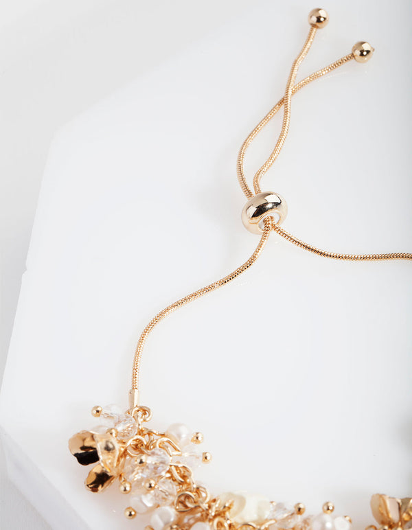Gold Flower Pearl Bracelet