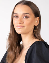 Gold Thin Pearl Hoop Earrings - link has visual effect only