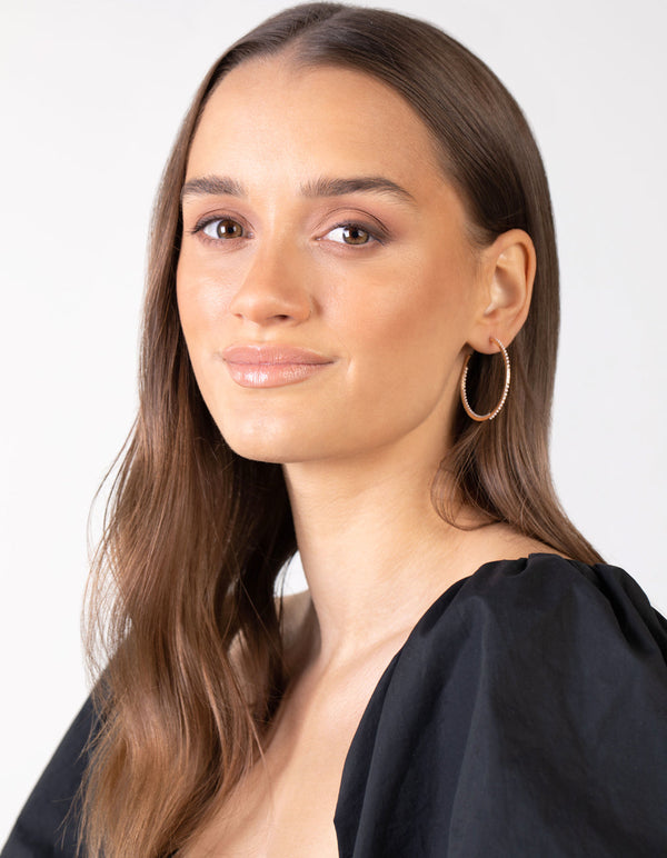 Gold Thin Pearl Hoop Earrings