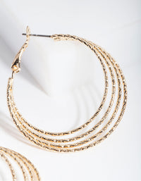 Gold Multi Textured Hoop Earrings - link has visual effect only
