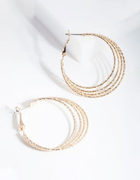 Gold Multi Textured Hoop Earrings - link has visual effect only