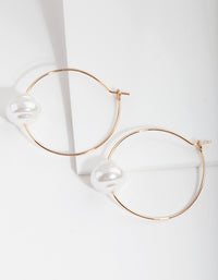 Gold Single Pearl Hoop Earrings - link has visual effect only